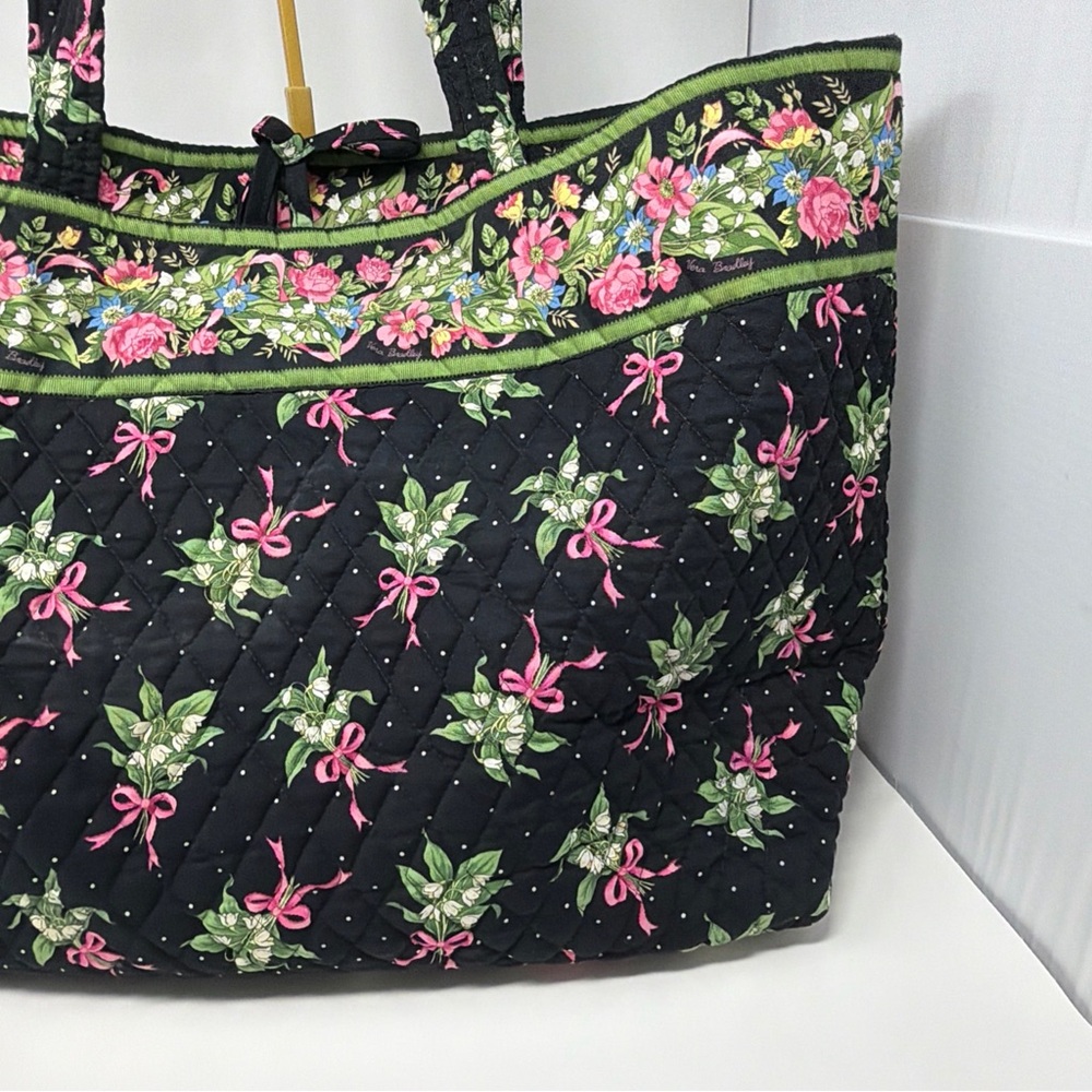 Vera Bradley New Hope Breast Cancer Vintage Tote Black Pink Green READ - Picture 7 of 15